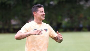 James Rodríguez durante un entrenamiento de Sao Paulo.