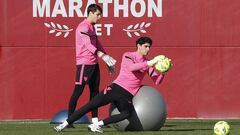 Bono, en el entrenamiento de este domingo.