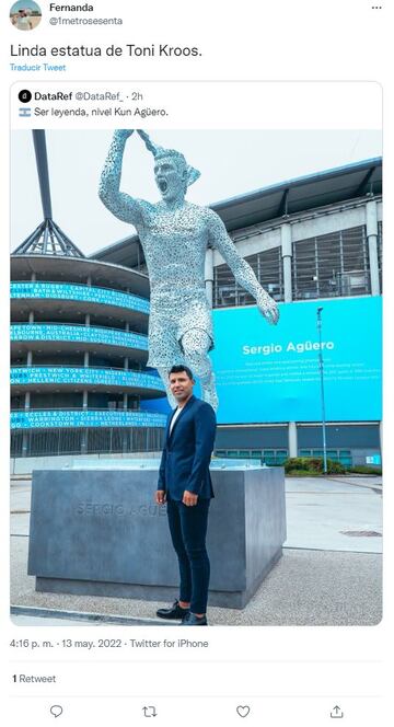 memes graciosos sobre la estatua de Agüero y su parecido con Toni Kroos