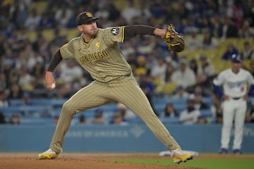 San Diego Padres starting pitcher Joe Musgrove (44) delivers