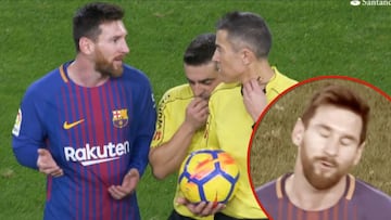 El gesto de Messi tras pedirle explicaciones a Iglesias Villanueva