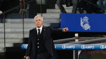 Ancelotti, durante el duelo ante la Real Sociedad.