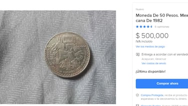 La moneda mexicana de 50 pesos de 1982 que se vende en medio millón