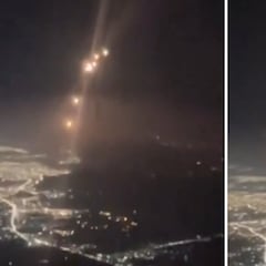 Terrifying video from passenger jet shows missiles launching from Iran towards Israel