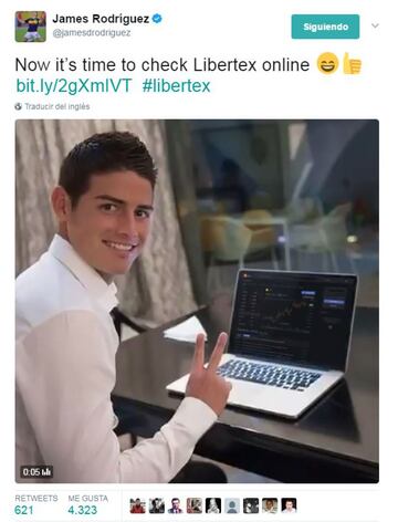 James Rodríguez also earns about 50,000 euros per tweet.
