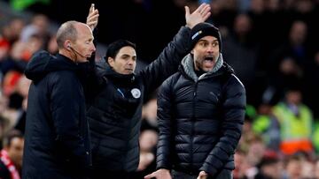 Guardiola, durante el Liverpool-City del domingo.