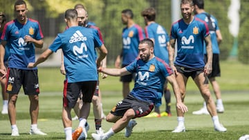 Carvajal entrenando con la Selección.