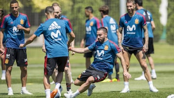 Carvajal entrenando con la Selecci&oacute;n.