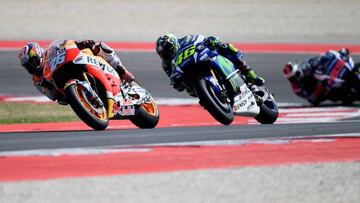 Pedrosa ganó saliendo octavo con Rossi y Lorenzo en el podio