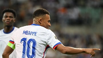 France's forward #10 Kylian Mbappe celebrates his 0-2 during the 2026 World Cup qualifiers Europe zone group D football match between Ukraine and France, on September 5, 2025 in Wroclaw, Poland. (Photo by Sergei GAPON / AFP)