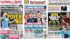 Las portadas de los diarios deportivos italianos del 19 de abril de 2019.