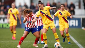 Jenni Hermoso y Leicy Santos, jugadoras del Barça y del Atlético.