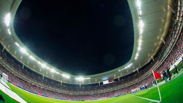 MEX6707. GUADALAJARA (MÉXICO), 17/03/2025.- Fotografía aérea del 8 de marzo de 2025 del estadio Akron en Guadalajara (México). A poco más de un año para el Mundial de 2026, el Estadio Akron de Guadalajara se alista para ser una de las sedes del torneo con una inversión superior a los 250 millones de pesos (más de 12,4 millones de dólares), informó el grupo Omnilife-Chivas, propietario de la instalación. EFE/ Francisco Guasco