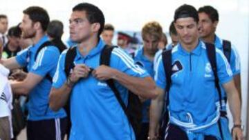 Pepe y Cristiano, al llegar a Barcelona.