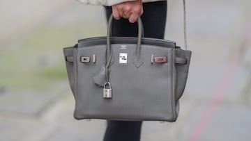 PARIS, FRANCE - DECEMBER 18: Diane Batoukina wears a grey leather Birkin Hermes bag, during a street style fashion photo session, on December 18, 2024 in Paris, France. (Photo by Edward Berthelot/Getty Images)