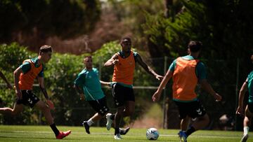Natan, en el entrenamiento de ayer.