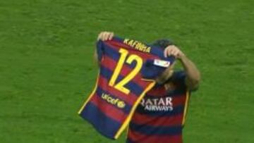 Neymar y Bartra dedicaron sus goles a Rafinha tras su lesión