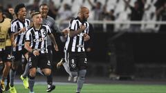 Bruno Silva of Brazil&#039;s Botafogo celebrates after scoring against Uruguay&#039;s Nacional during their Copa Libertadores 2017 football match at Nilton Santos stadium on August 10, 2017 in Rio de Janeiro, Brazil.  / AFP PHOTO / Apu Gomes