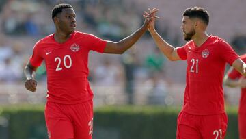 Canad&aacute; festejando su gol ante Martinica en Copa Oro.