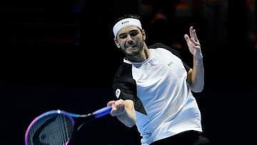Tennis - Six Kings Slam - ANB Arena, Riyadh, Saudi Arabia - October 15, 2025 Taylor Fritz of the U.S. in action during his quarter final match against Germany's Alexander Zverev REUTERS/Stringer
