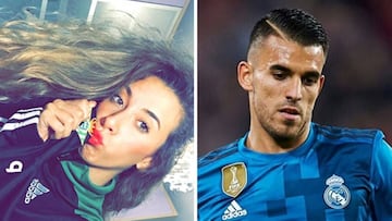 Imágenes de la hermana de Dani Ceballos, Salomé Ceballos, besando el escudo del Betis, y del jugador durante un partido con el Real Madrid.