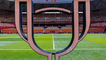 SEVILLA, 25/04/2025.- Estadio de la Cartuja en Sevilla, este viernes, en la víspera de la final de la Copa del Rey entre FC Barcelona y Real Madrid. EFE/ RFEF SOLO USO EDITORIAL/SOLO DISPONIBLE PARA ILUSTRAR LA NOTICIA QUE ACOMPAÑA (CRÉDITO OBLIGATORIO)