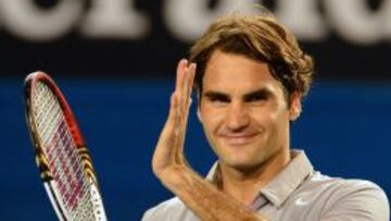 Roger celebra su victoria en el Open de Australia ante Nikolay Davydenko