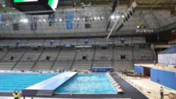 Los nadadores que competirán en el Mundial ya entrenan en el Palau Sant Jordi.