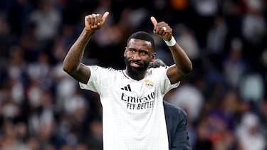 01/04/25 PARTIDO VUELTA SEMIFINALES COPA DEL REY 
REAL MADRID - REAL SOCIEDAD 
ALEGRIA FIN DE PARTIDO ANTONIO RUDIGER