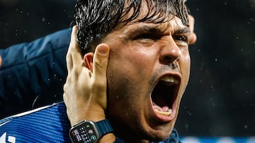 Jon Aramburu celebra el tercer gol de la Real Sociedad. /REAL SOCIEDAD