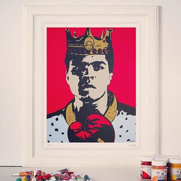 Muhammad Ali (Cassius Clay) ha sido un personaje recurrente para los graffiteros. TVBoy le dedicó este King Ali al boxeador más grande de todos los tiempos. Su influencia trascendió al cuadrilátero y se convirtió en un símbolo en las luchas sociales, así como en la defensa de los derechos de los afroamericanos y del islam.
