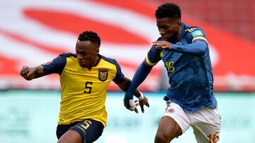 Jefferson Lerma durante el partido entre Ecuador y Colombia.