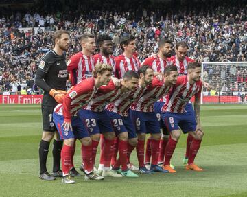 El once inicial del Atlético de Madrid. 