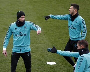 Marcelo reaparece muy activo en el entrenamiento del Madrid