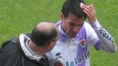 Natalio se llevó dos puntos de El Alcoraz... en la cabeza