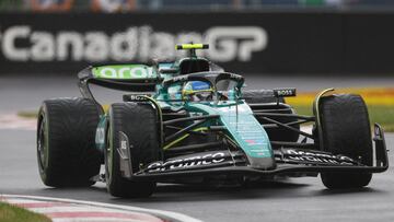 Aston Martin's Spanish driver Fernando Alonso races during the second practice session for the 2024 Canada Formula One Grand Prix at Circuit Gilles-Villeneuve in Montreal, Canada, on June 7, 2024. (Photo by CHARLY TRIBALLEAU / AFP)