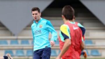Messi, en el entrenamiento.