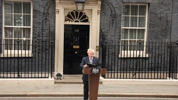 British Prime Minister Boris Johnson makes a statement at Downing Street in London, Britain, July 7, 2022. REUTERS/Phil Noble