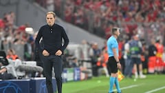 Bayern Munich's German head coach Thomas Tuchel reacts during the UEFA Champions League semi-final first leg football match between FC Bayern Munich and Real Madrid CF on April 30, 2024 in Munich, southern Germany. (Photo by KERSTIN JOENSSON / AFP)