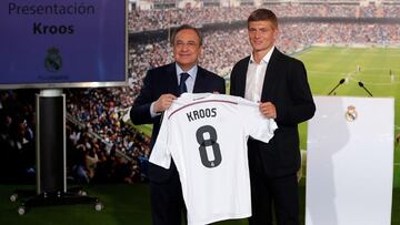 Toni Kroos durante su presentación como jugador del Real Madrid.