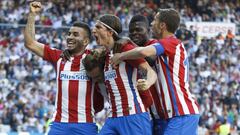 Varios jugadores del Atlético de Madrid celebran el gol de Griezmann.