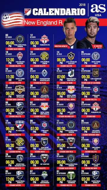 New England Revolution cerrar¨¢ el torneo el 28 de octubre frente a Montreal Impact en el estadio Gillette.