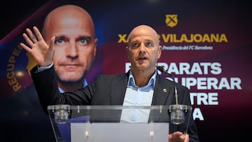 GRAFCAT5010. BARCELONA, 27/11/2025.- El empresario Xavi Vilajoana, exdirectivo del FC Barcelona, ha presentado este jueves su proyecto para concurrir en las próximas elecciones a la presidencia del club, previstas para el 2026, con el objetivo de poner fin al mandato del actual presidente, Joan Laporta, cuya gestión ha calificado de "demencial". EFE/Alejandro García