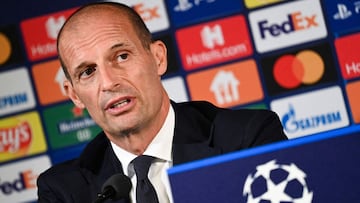 Juventus&#039; Italian head coach Massimiliano Allegri attends a press conference on the eve of the UEFA Champions League group H football match Malmo FF vs Juventus F.C. in Malmo, Sweden on September 13, 2021. (Photo by Jonathan NACKSTRAND / AFP)