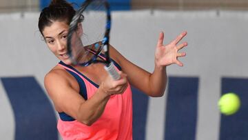 Garbi&ntilde;e, entrenando ya en Linz.