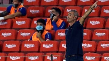 GRAF6082. BARCELONA, 23/06/2020.- El técnico del Athletic, Gaizka Garitano, durante el encuentro correspondiente a la jornada 31 de primera división que disputan esta noche frente al FC Barcelona en el estadio Camp Nou, en Barcelona. EFE/Alb