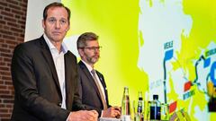 El director del Tour de Francia Christian Prudhomme y el alcalde de Copenhague Frank Jensen durante la presentaci&oacute;n de la gran salida del Tour de Francia 2021.