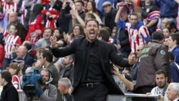 Simeone festeja un gol en el Calder&oacute;n. El t&eacute;cnico ya ha dicho que es muy feliz en Madrid. 
 