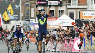 Alejandro Valverde dedica su victoria a Michele Scarponi tras ganar la Lieja-Bastoña-Lieja de 2017.