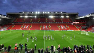Los jugadores del Atlético en Liverpool.